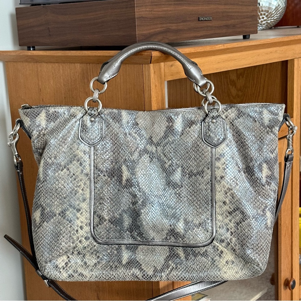 Coach Campbell Exotic Snakeskin Embossed Python Print Leather Large Satchel - Picture 2 of 15